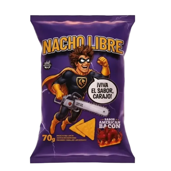 Nachos Sabor Bacon Americano x 70 grs "NACHO LIBRE"