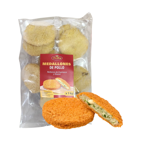 Medallon de pollo Relleno con Espinaca y Queso x 1 kg